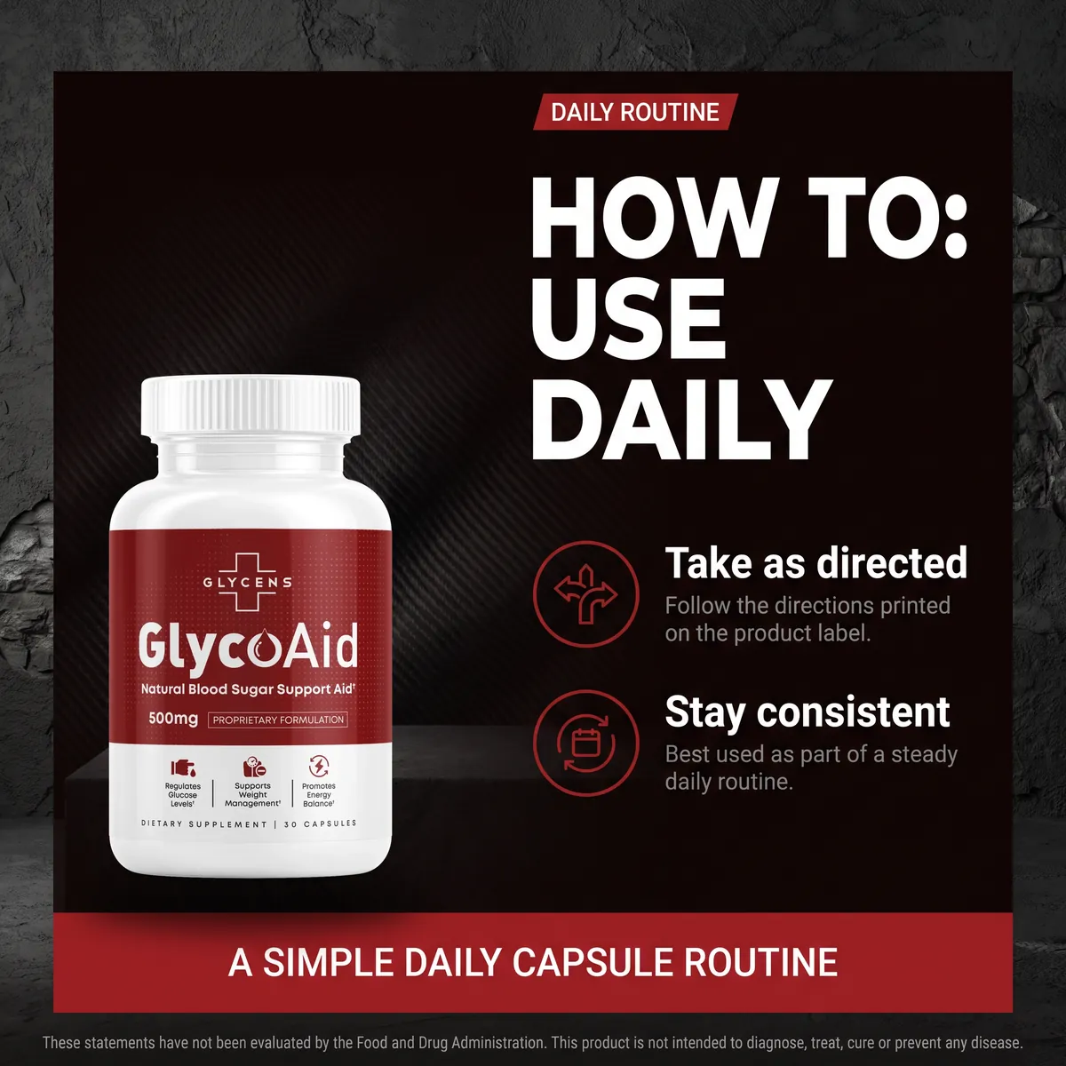 How to use GlycoAid daily: take one capsule as directed and stay consistent