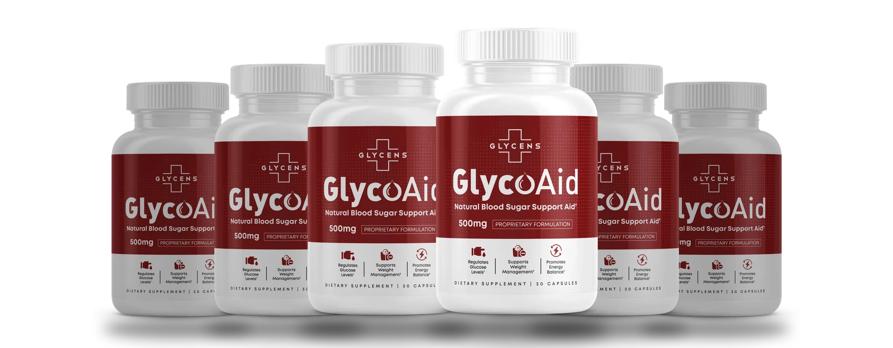 Six-bottle best-value package of GlycoAid capsules with free shipping